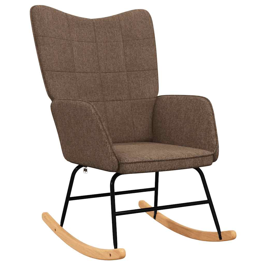 Chaise à bascule avec tabouret Marron Tissu - XIOS