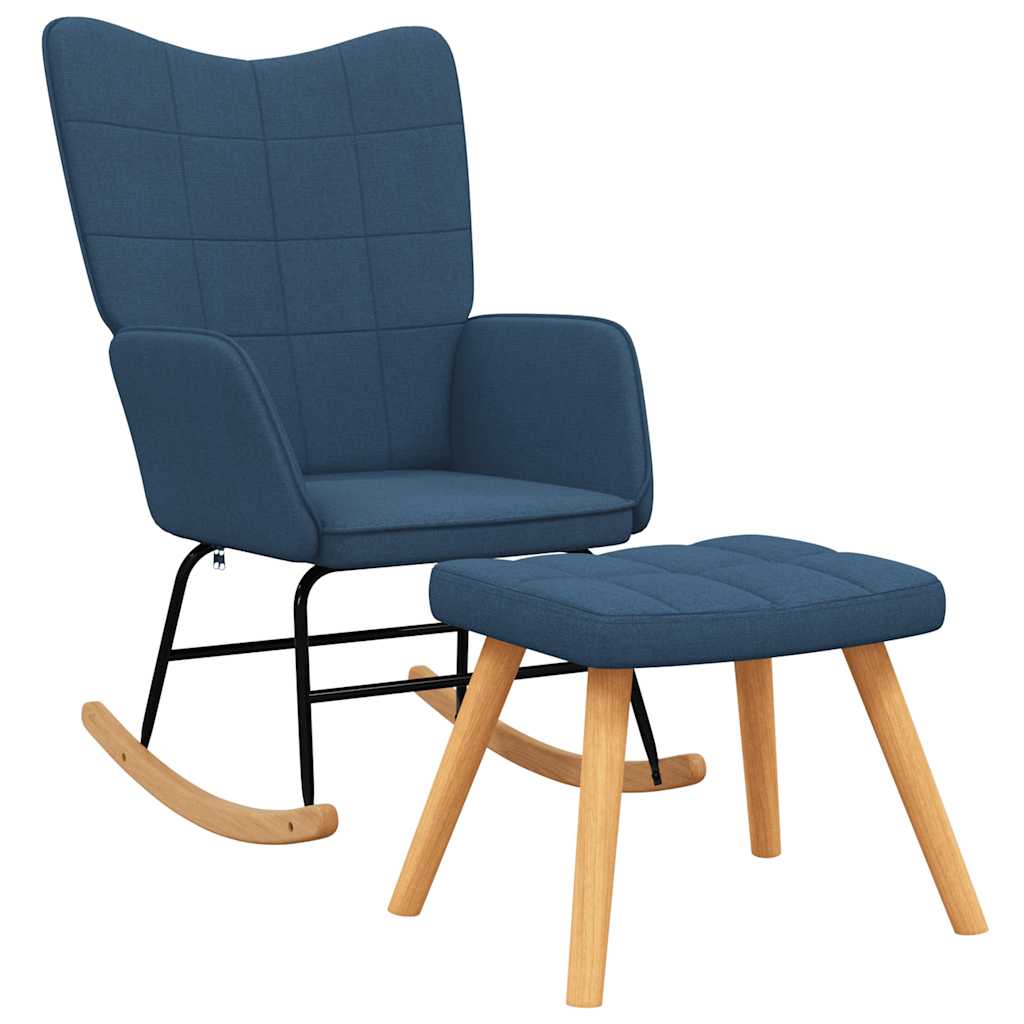 Chaise à bascule avec tabouret Bleu Tissu - XIOS