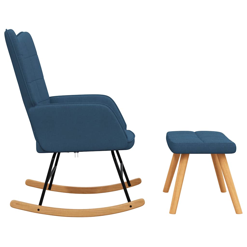Chaise à bascule avec tabouret Bleu Tissu - XIOS