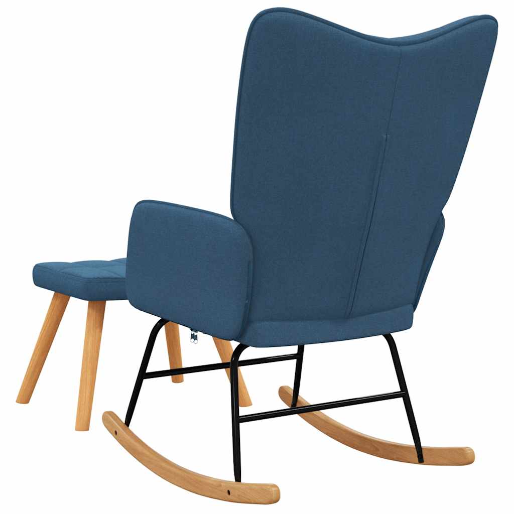 Chaise à bascule avec tabouret Bleu Tissu - XIOS