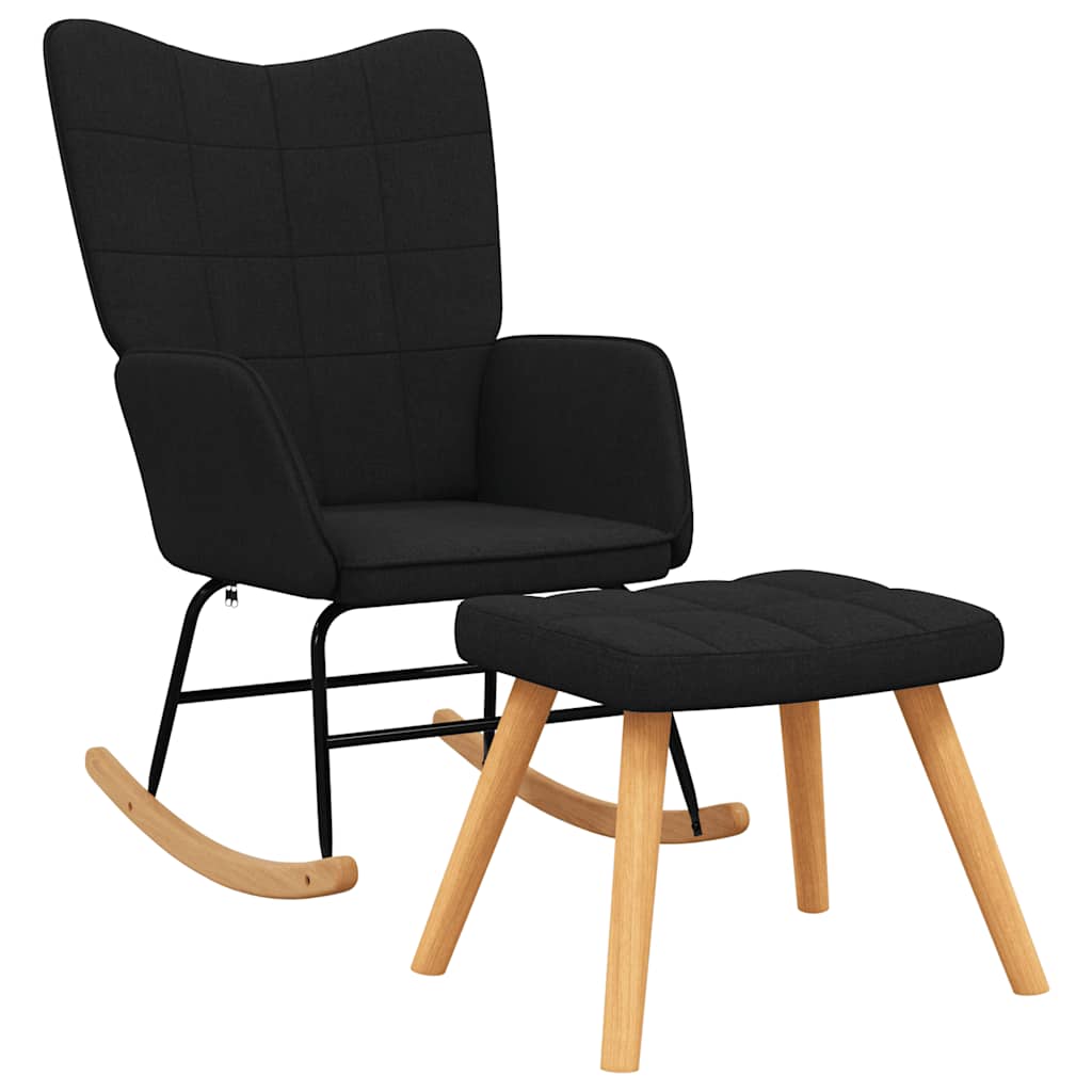 Chaise à bascule avec tabouret Noir Tissu - XIOS