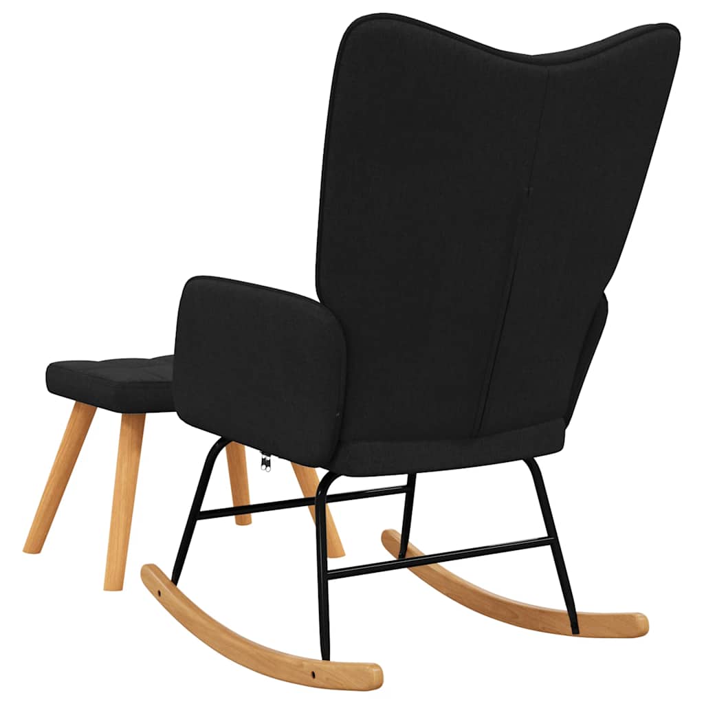 Chaise à bascule avec tabouret Noir Tissu - XIOS