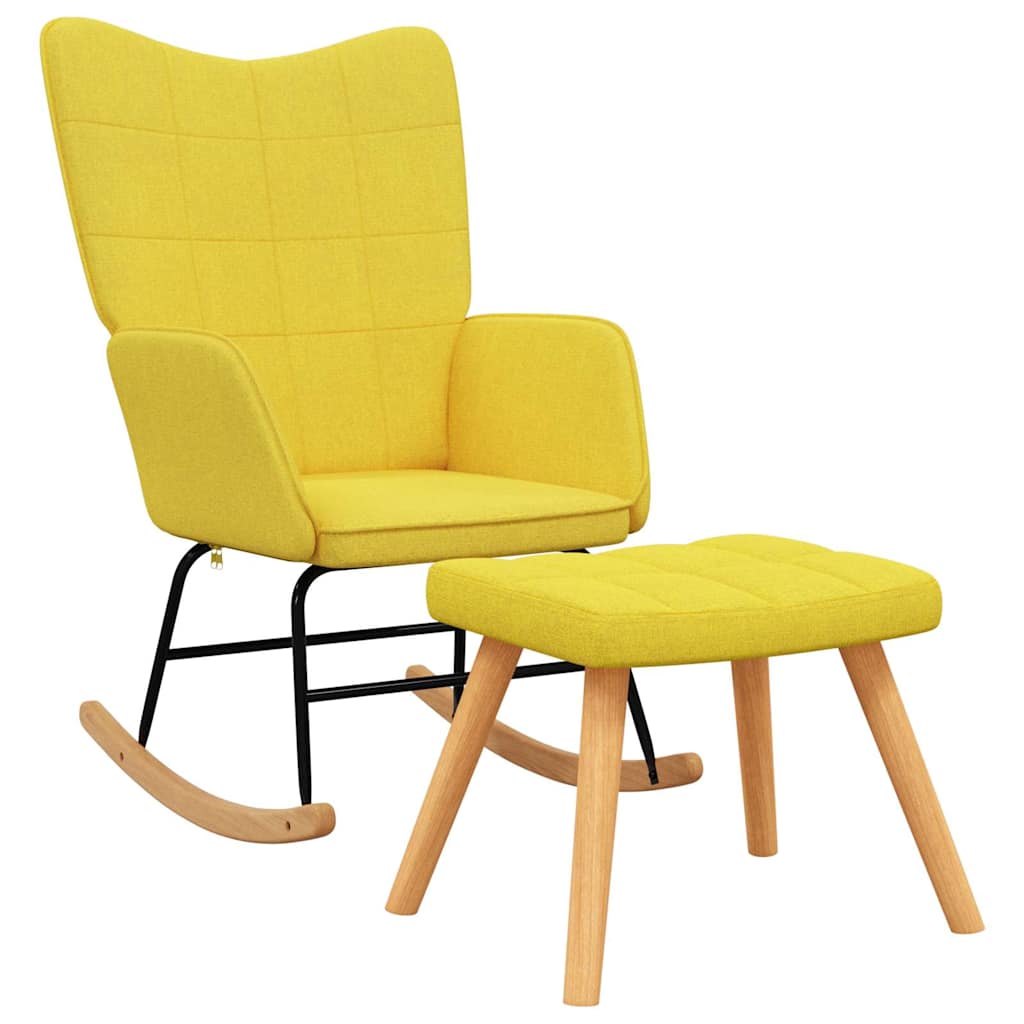 Chaise à bascule avec tabouret Jaune moutarde Tissu - XIOS
