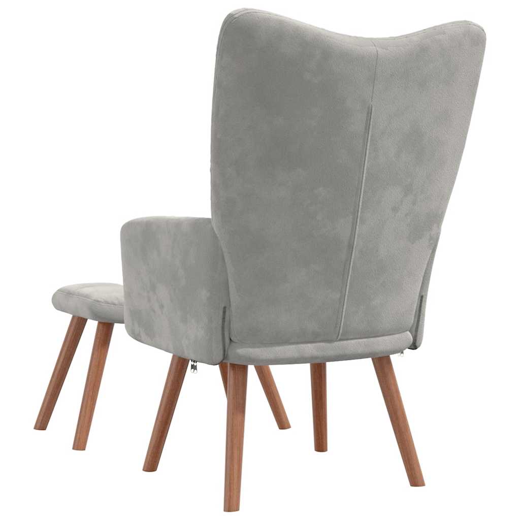 Chaise de relaxation avec repose-pied Gris clair Velours - XIOS