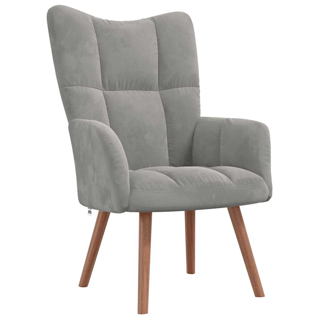 Chaise de relaxation avec repose-pied Gris clair Velours - XIOS