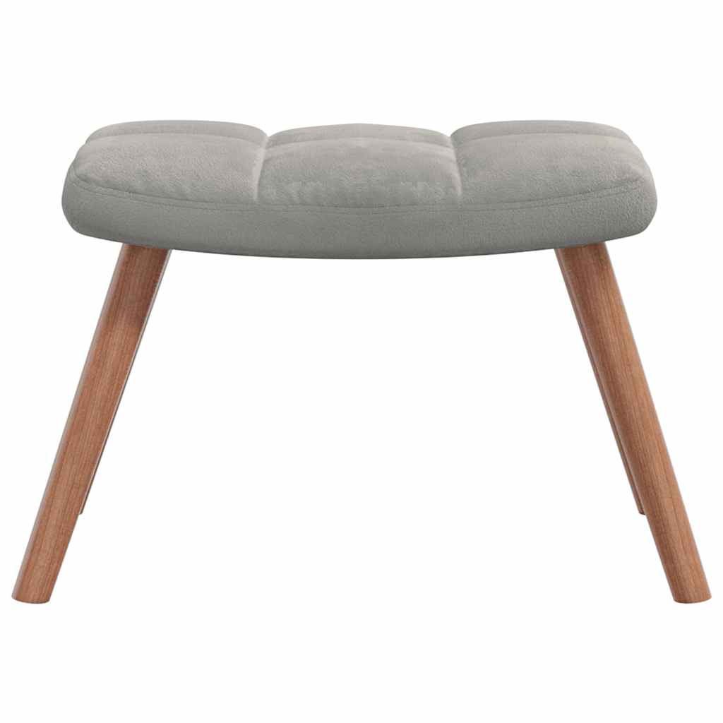 Chaise de relaxation avec repose-pied Gris clair Velours - XIOS