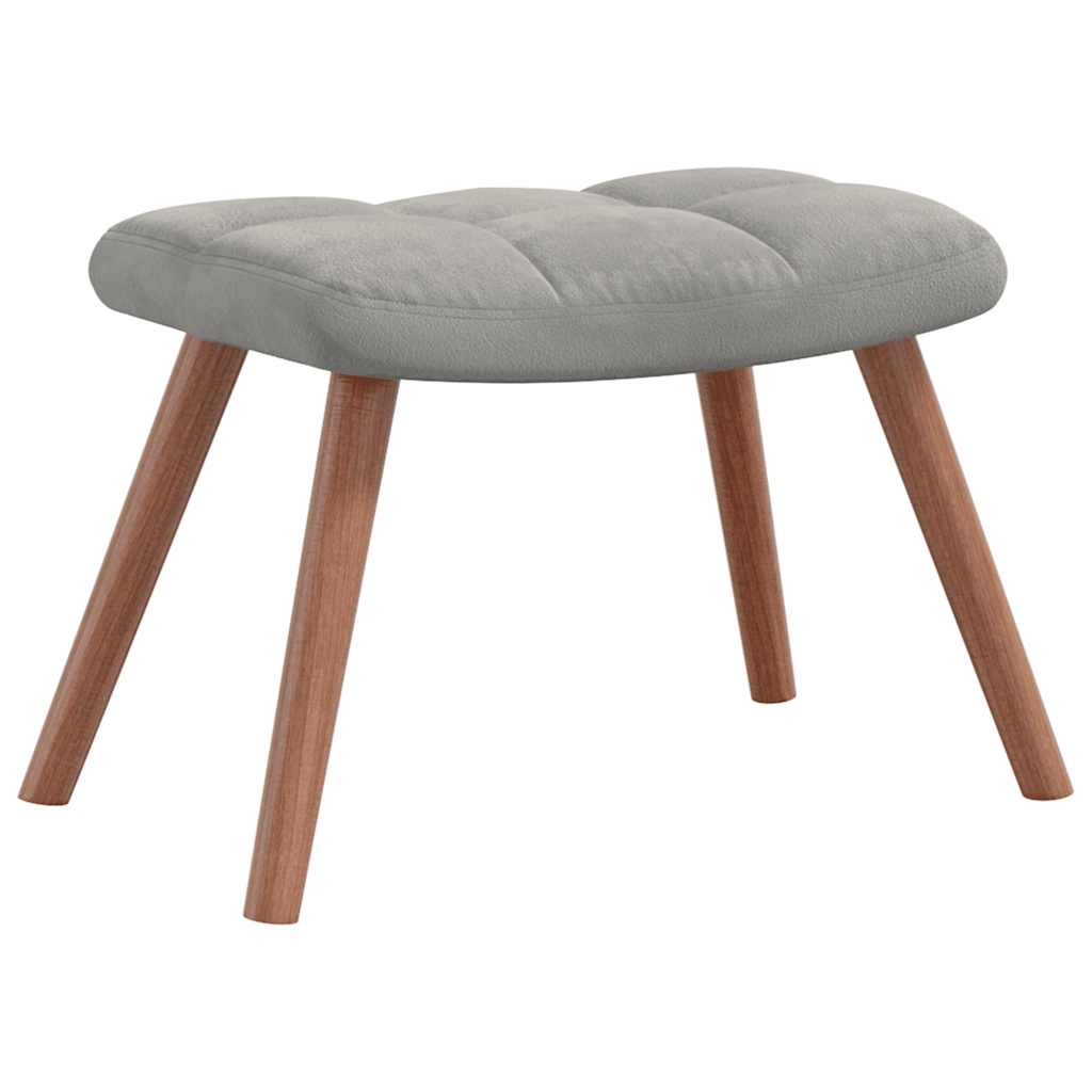 Chaise de relaxation avec repose-pied Gris clair Velours - XIOS