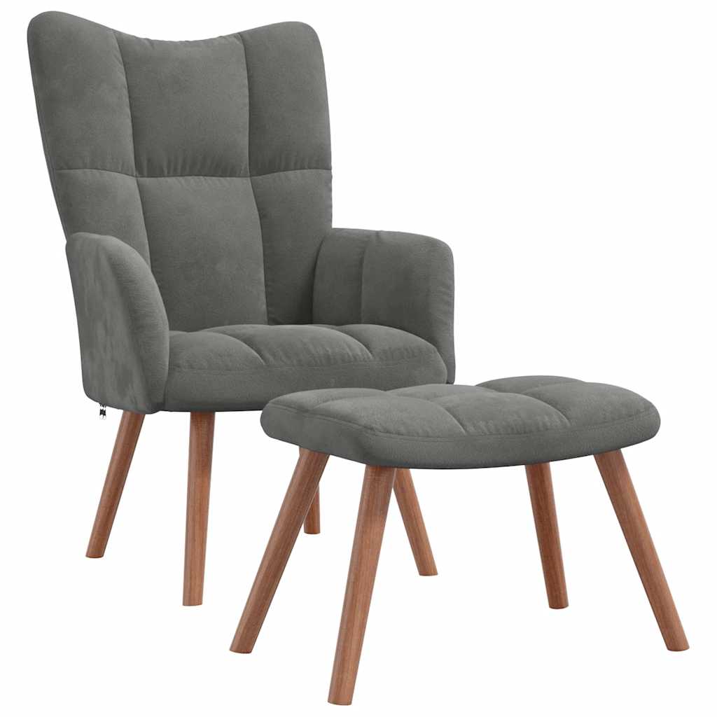 Chaise de relaxation avec repose-pied Gris foncé Velours - XIOS