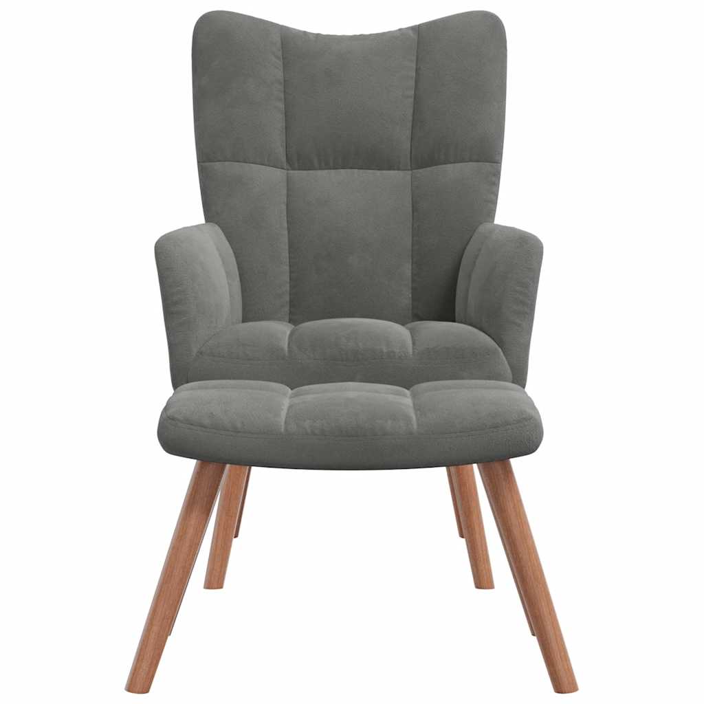 Chaise de relaxation avec repose-pied Gris foncé Velours - XIOS