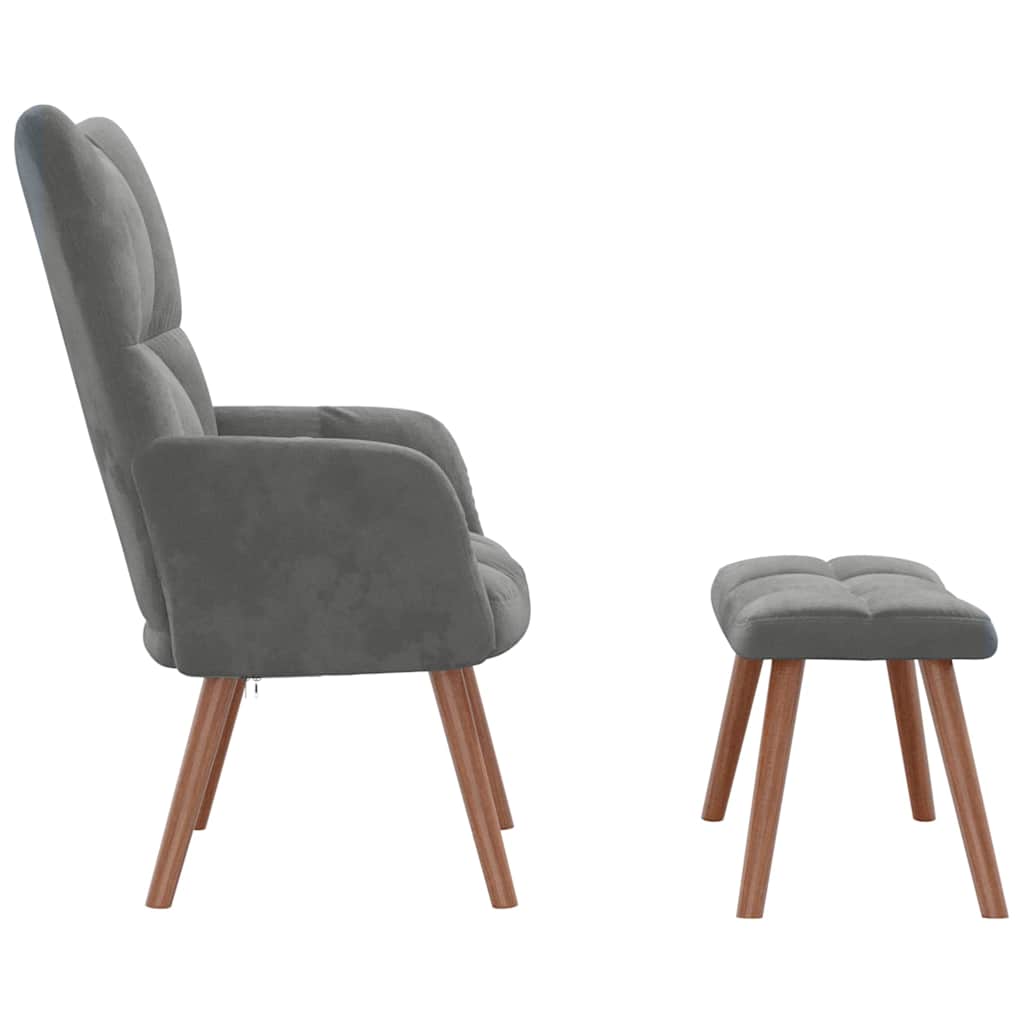 Chaise de relaxation avec repose-pied Gris foncé Velours - XIOS
