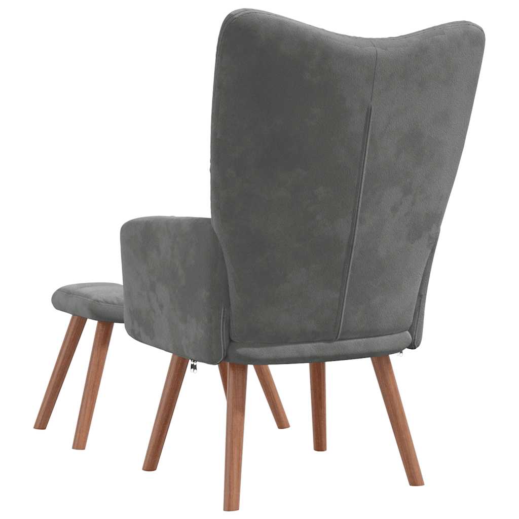 Chaise de relaxation avec repose-pied Gris foncé Velours - XIOS