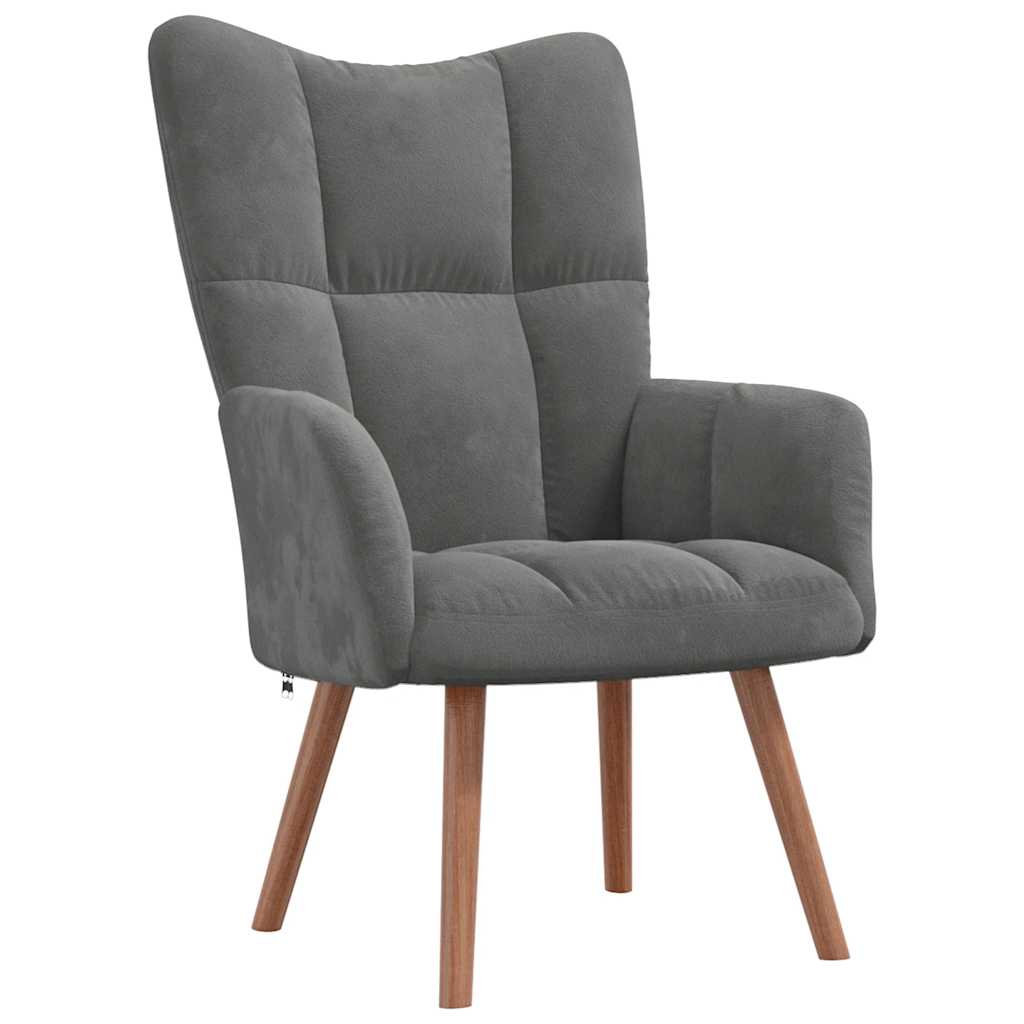Chaise de relaxation avec repose-pied Gris foncé Velours - XIOS