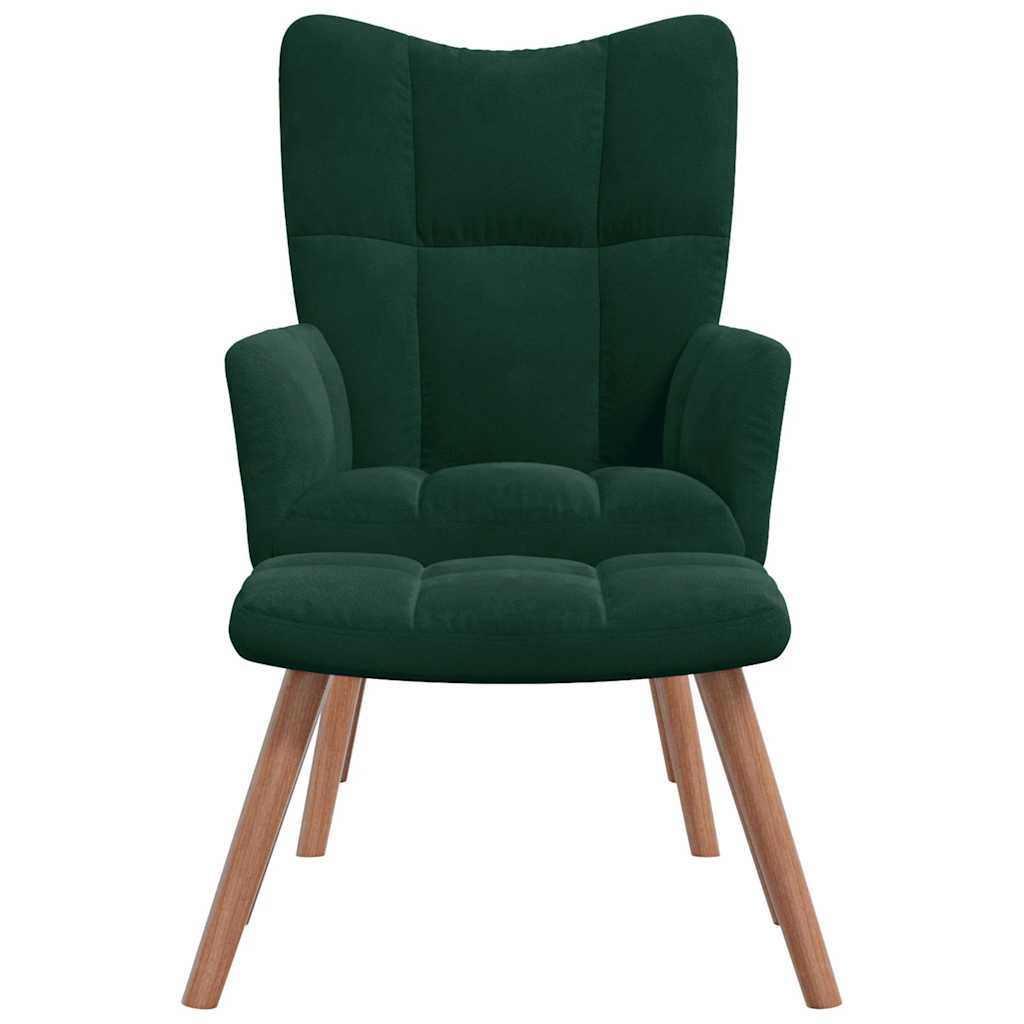 Chaise de relaxation avec repose-pied Vert foncé Velours - XIOS