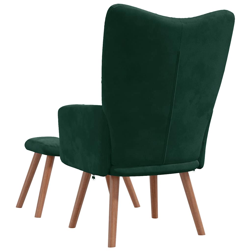 Chaise de relaxation avec repose-pied Vert foncé Velours - XIOS