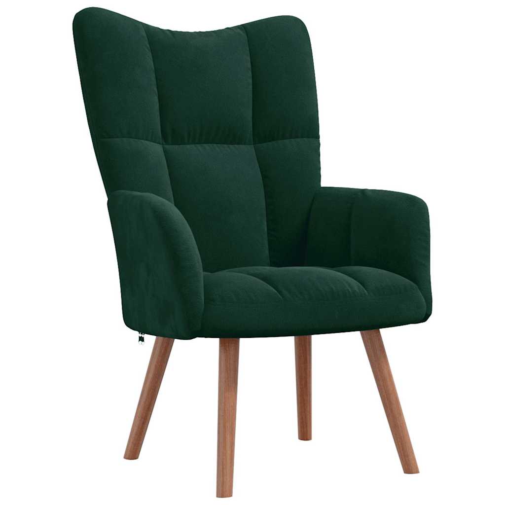 Chaise de relaxation avec repose-pied Vert foncé Velours - XIOS