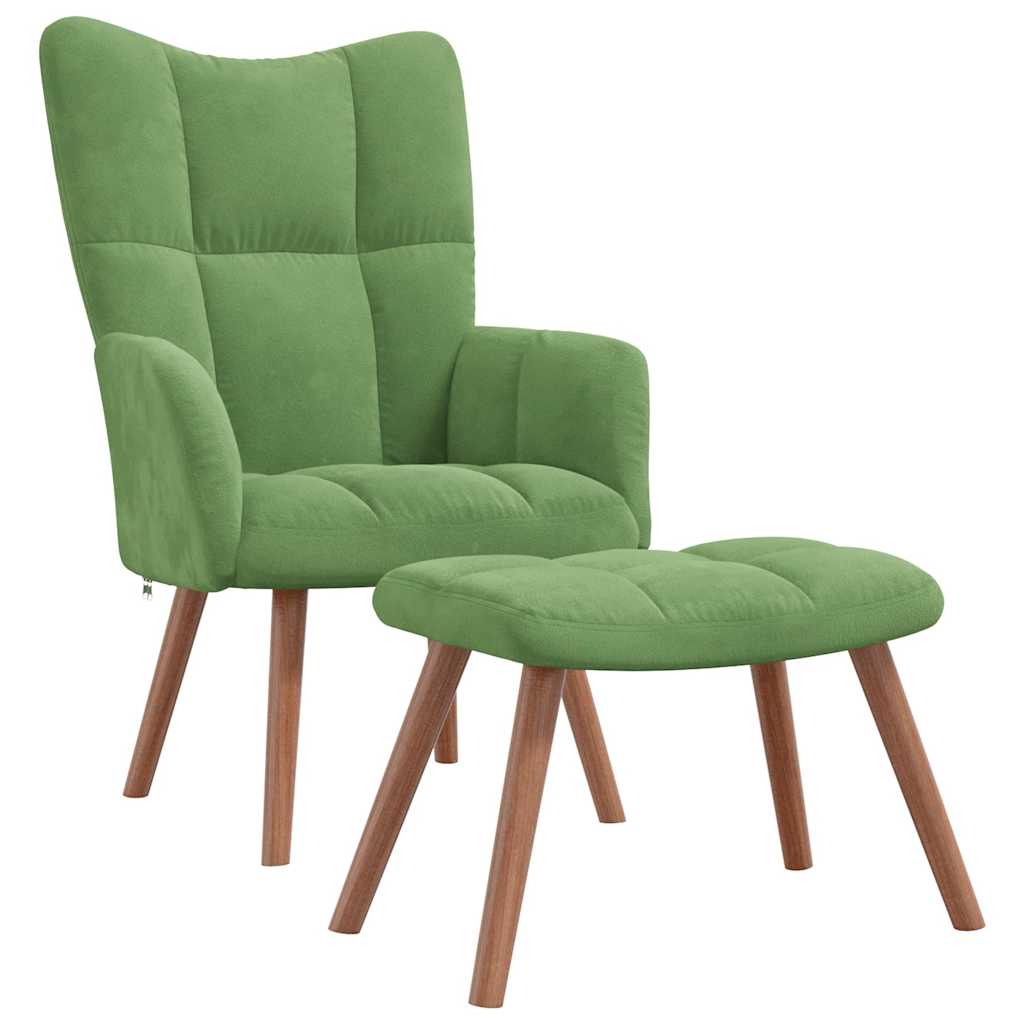 Chaise de relaxation avec repose-pied Vert clair Velours - XIOS