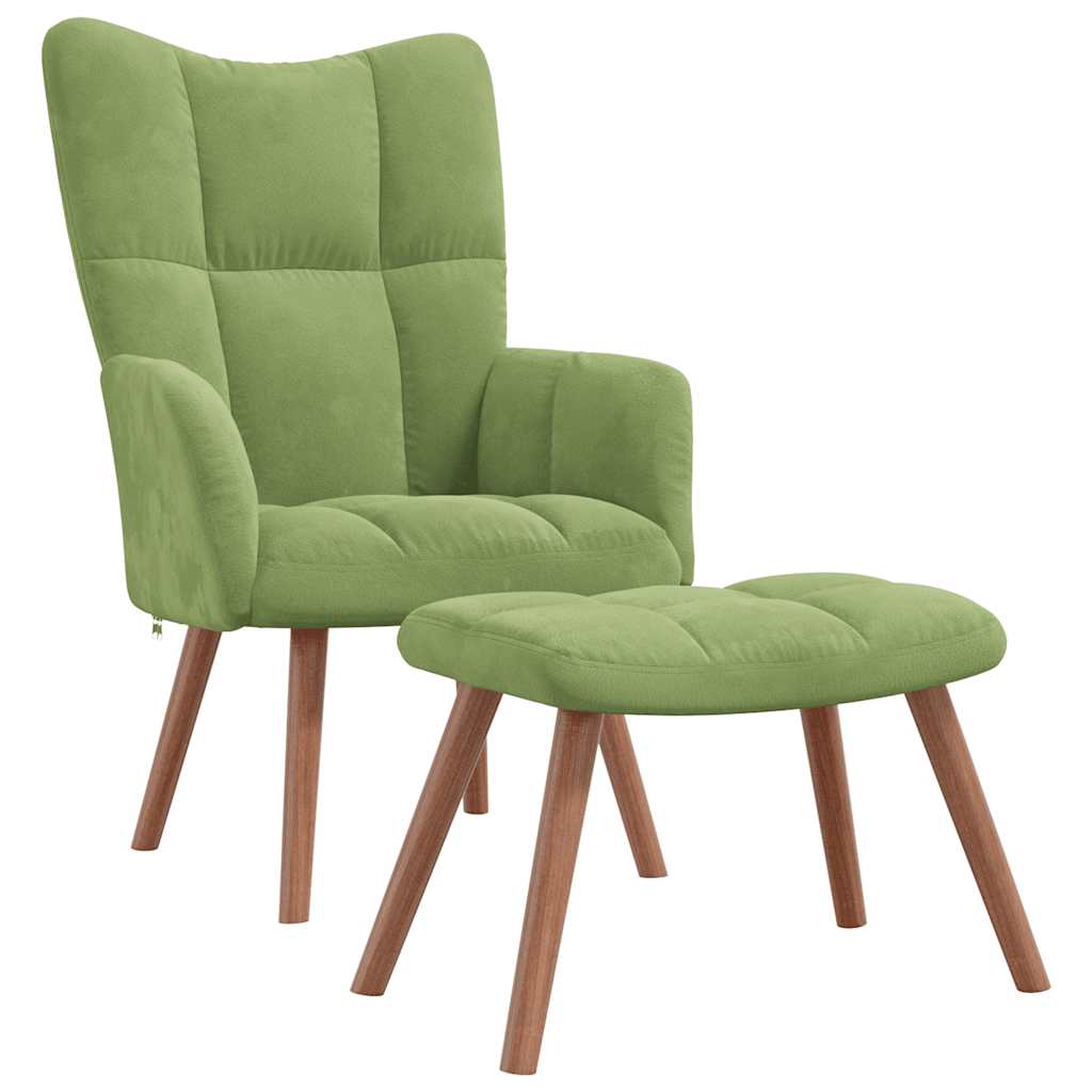 Chaise de relaxation avec repose-pied Vert clair Velours - XIOS