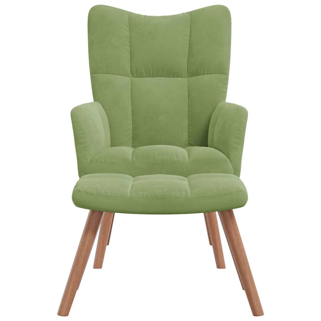 Chaise de relaxation avec repose-pied Vert clair Velours - XIOS
