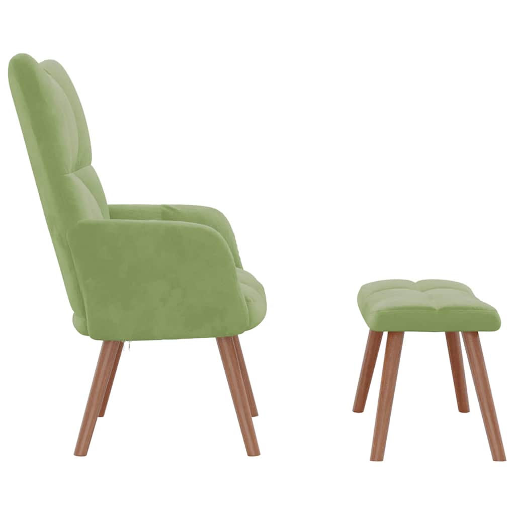 Chaise de relaxation avec repose-pied Vert clair Velours - XIOS