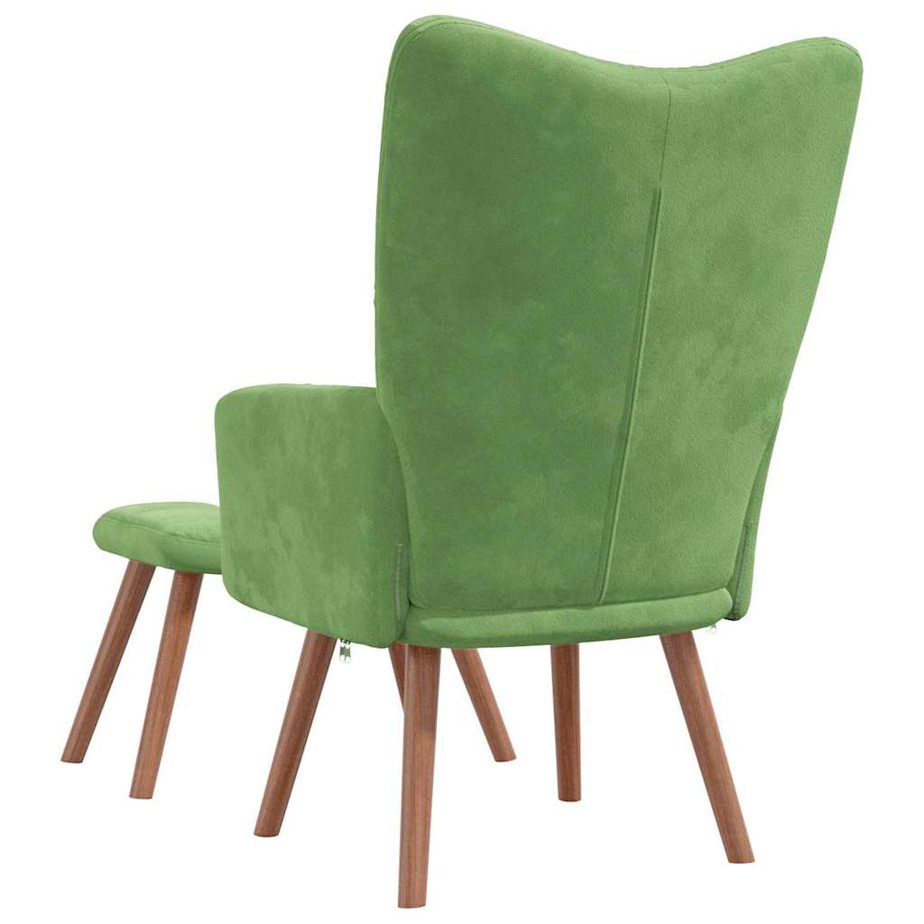 Chaise de relaxation avec repose-pied Vert clair Velours - XIOS