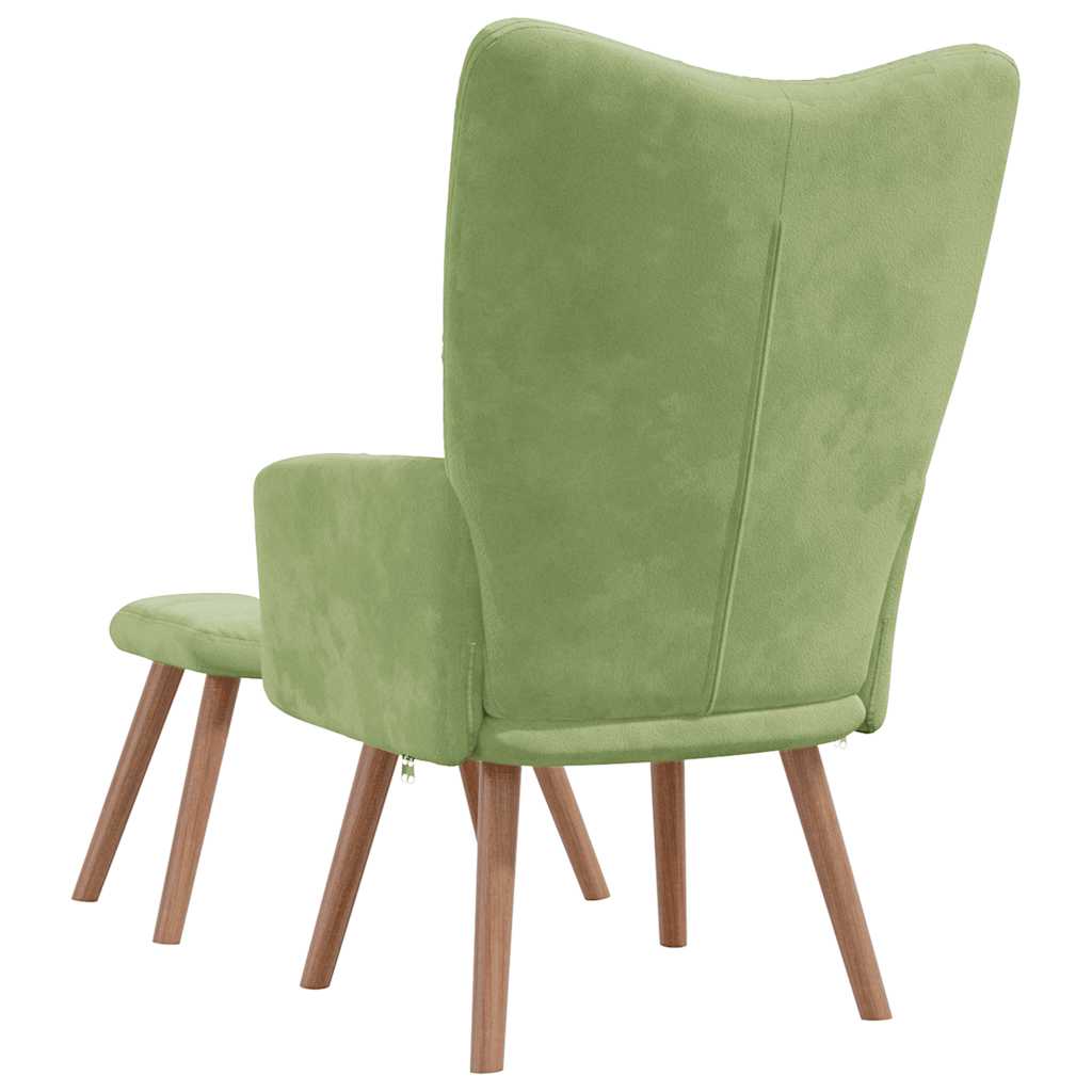Chaise de relaxation avec repose-pied Vert clair Velours - XIOS