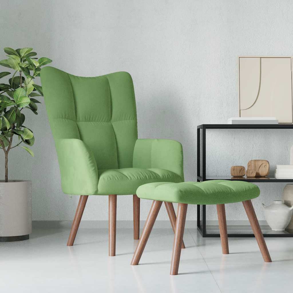 Chaise de relaxation avec repose-pied Vert clair Velours - XIOS