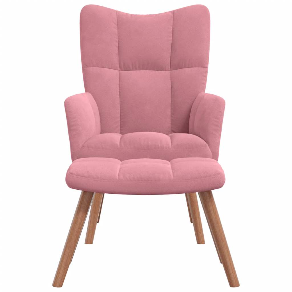 Chaise de relaxation avec repose-pied Rose Velours - XIOS
