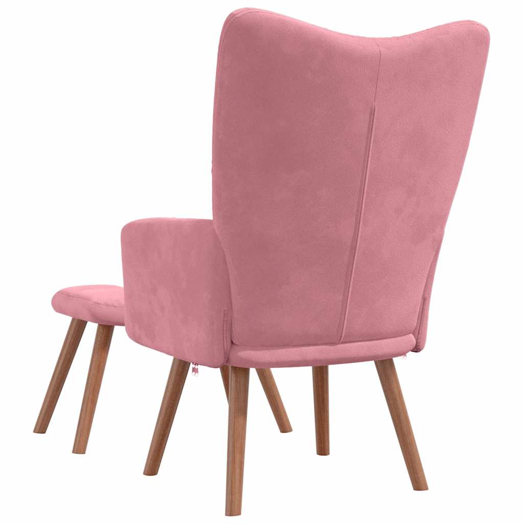 Chaise de relaxation avec repose-pied Rose Velours - XIOS