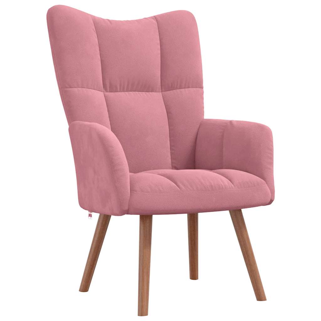 Chaise de relaxation avec repose-pied Rose Velours - XIOS