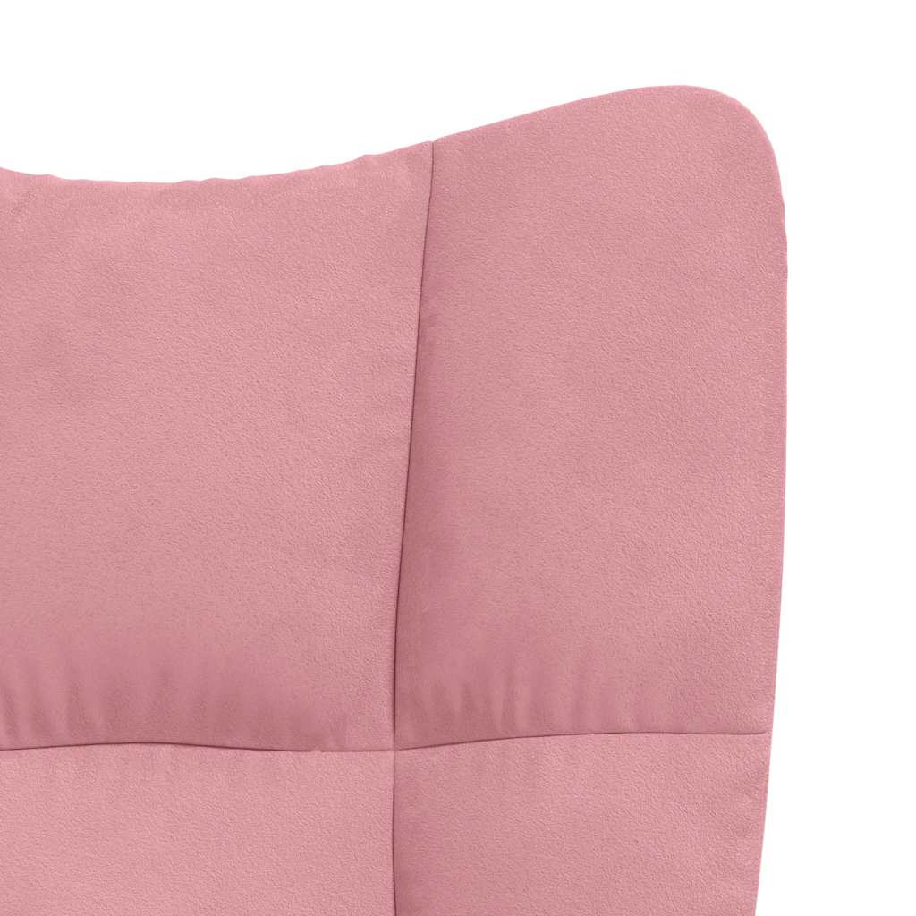 Chaise de relaxation avec repose-pied Rose Velours - XIOS