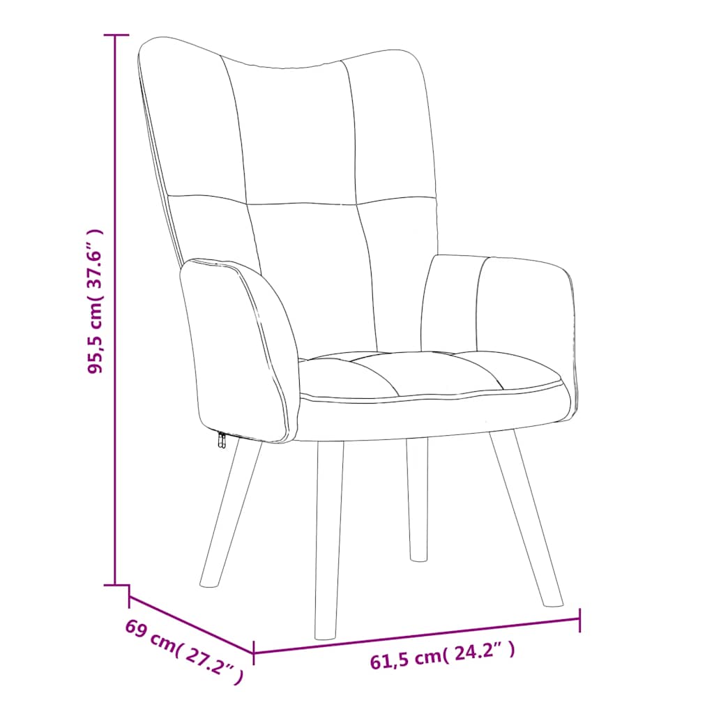 Chaise de relaxation avec repose-pied Rose Velours - XIOS