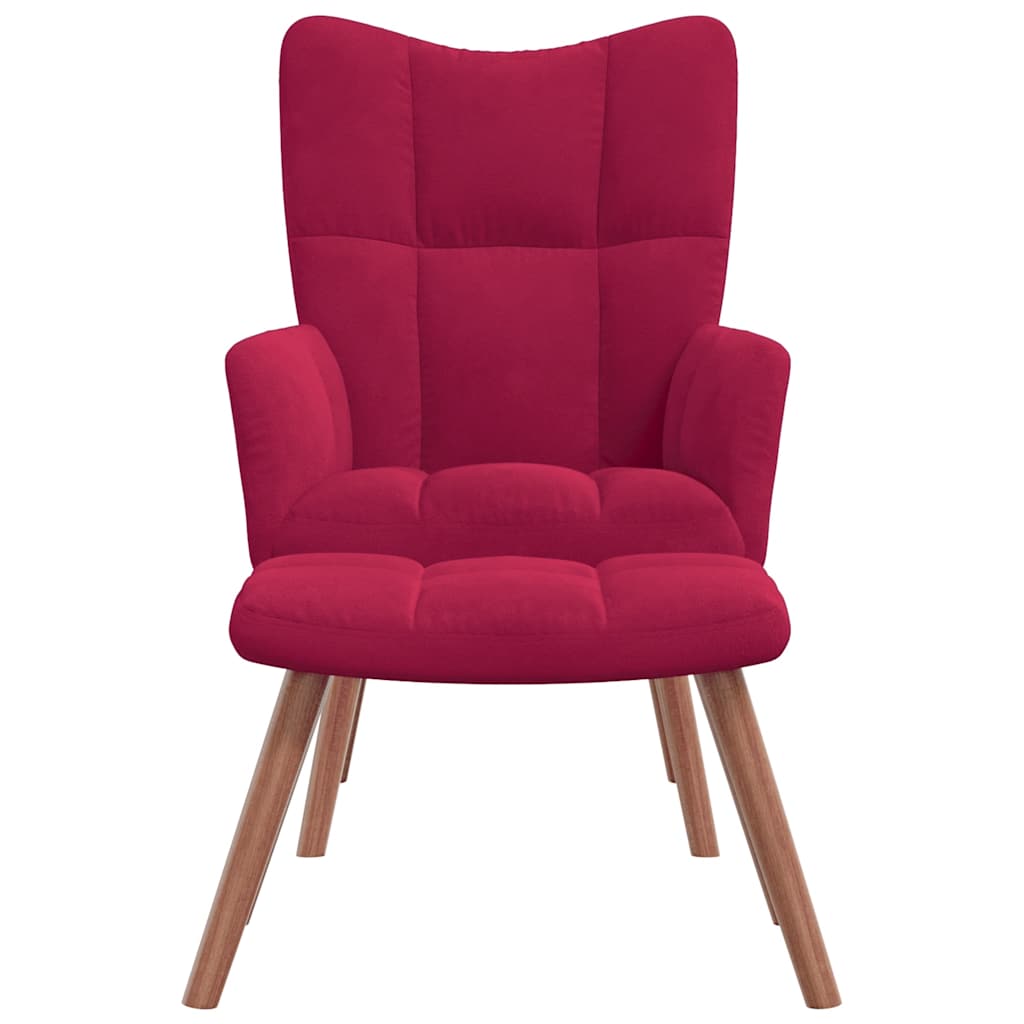 Chaise de relaxation avec repose-pied Rouge bordeaux Velours - XIOS