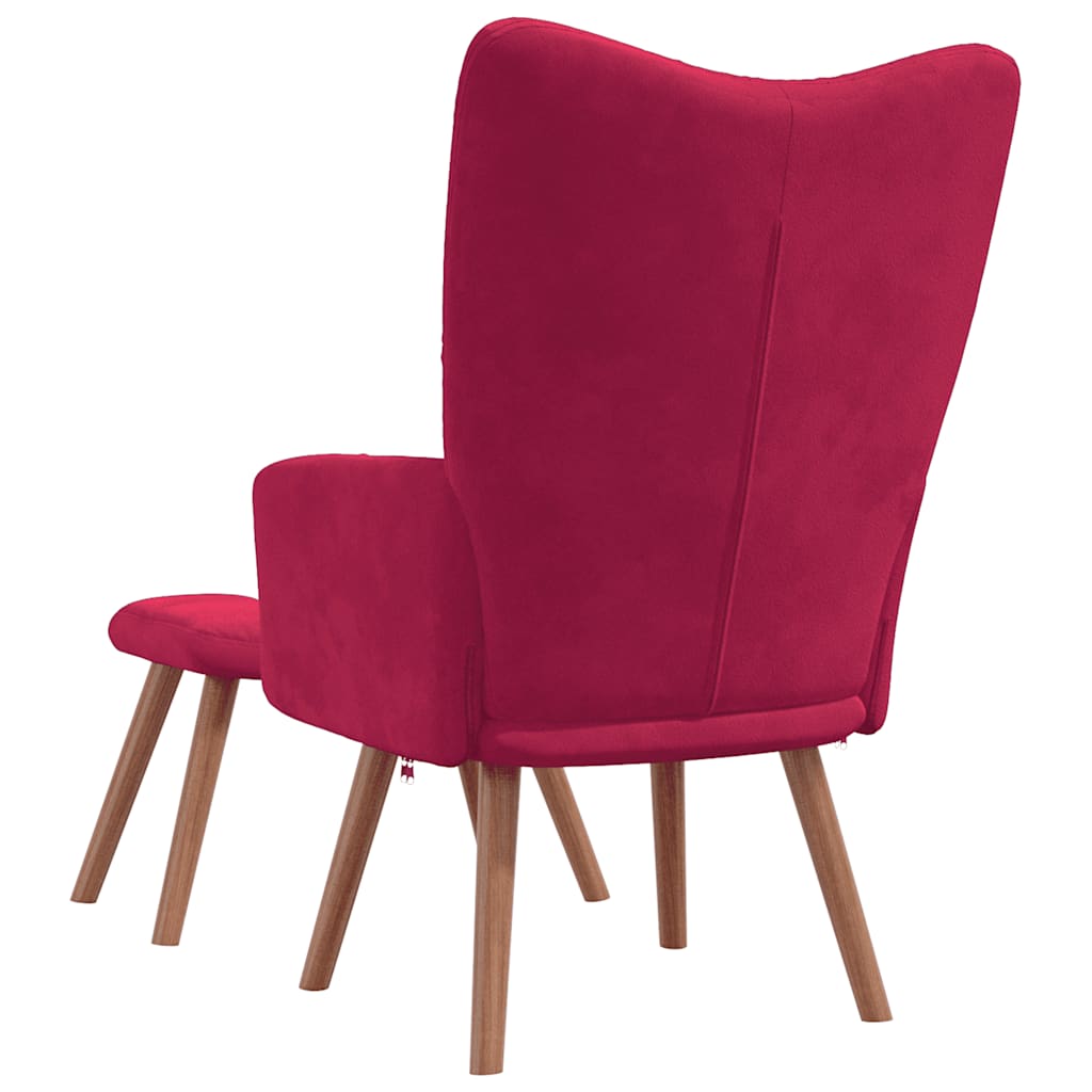 Chaise de relaxation avec repose-pied Rouge bordeaux Velours - XIOS