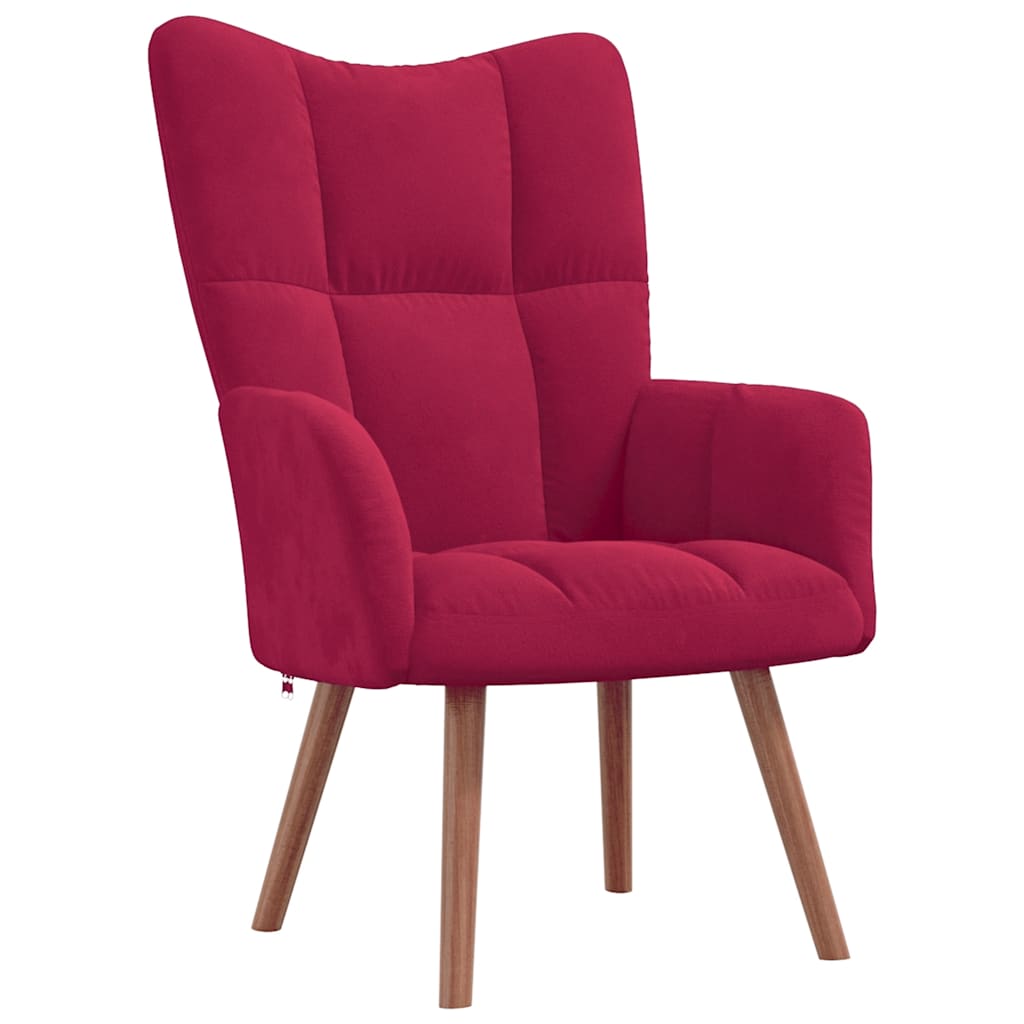 Chaise de relaxation avec repose-pied Rouge bordeaux Velours - XIOS