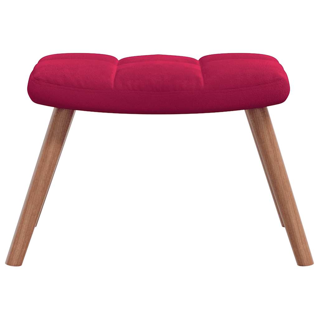 Chaise de relaxation avec repose-pied Rouge bordeaux Velours - XIOS
