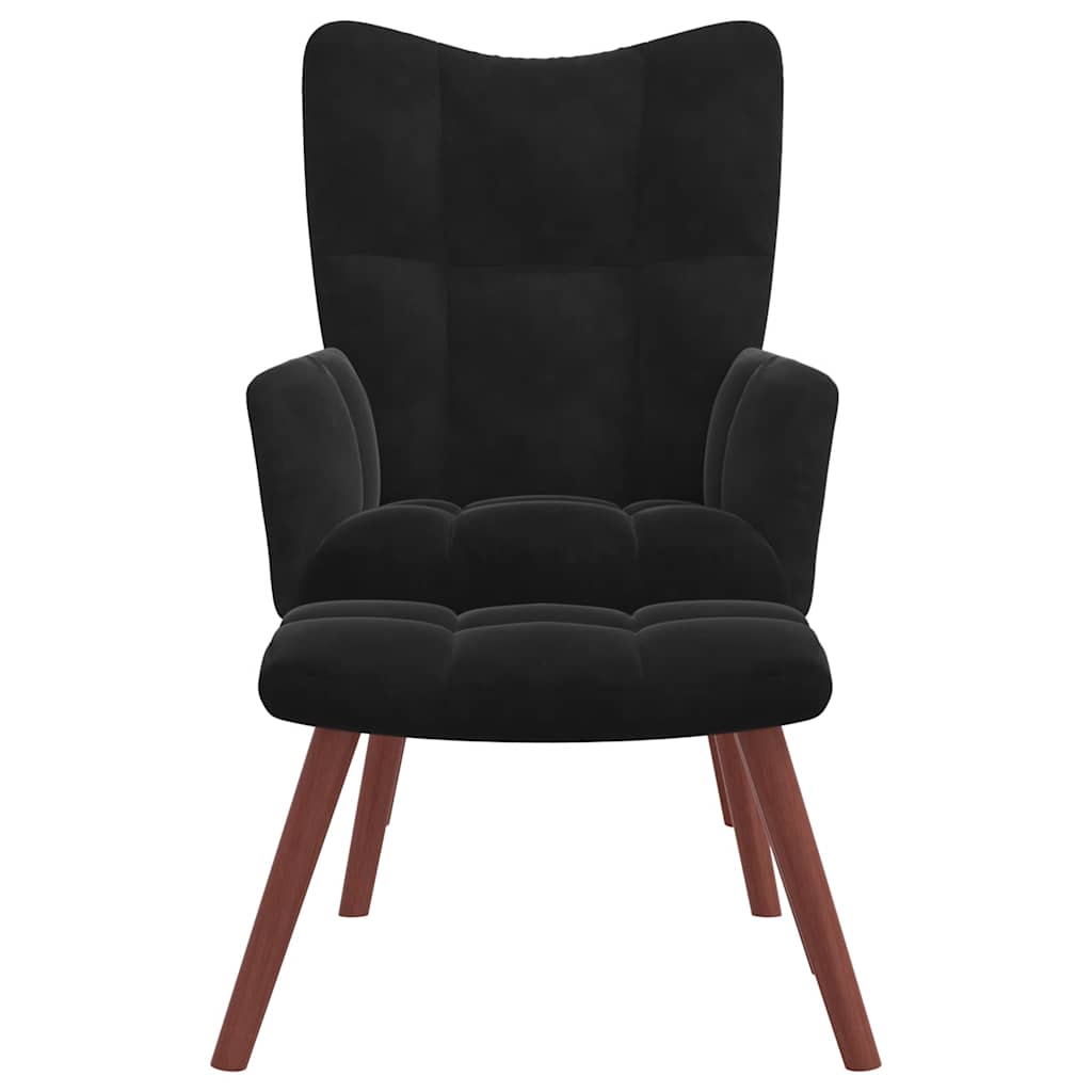 Chaise de relaxation avec repose-pied Noir Velours - XIOS