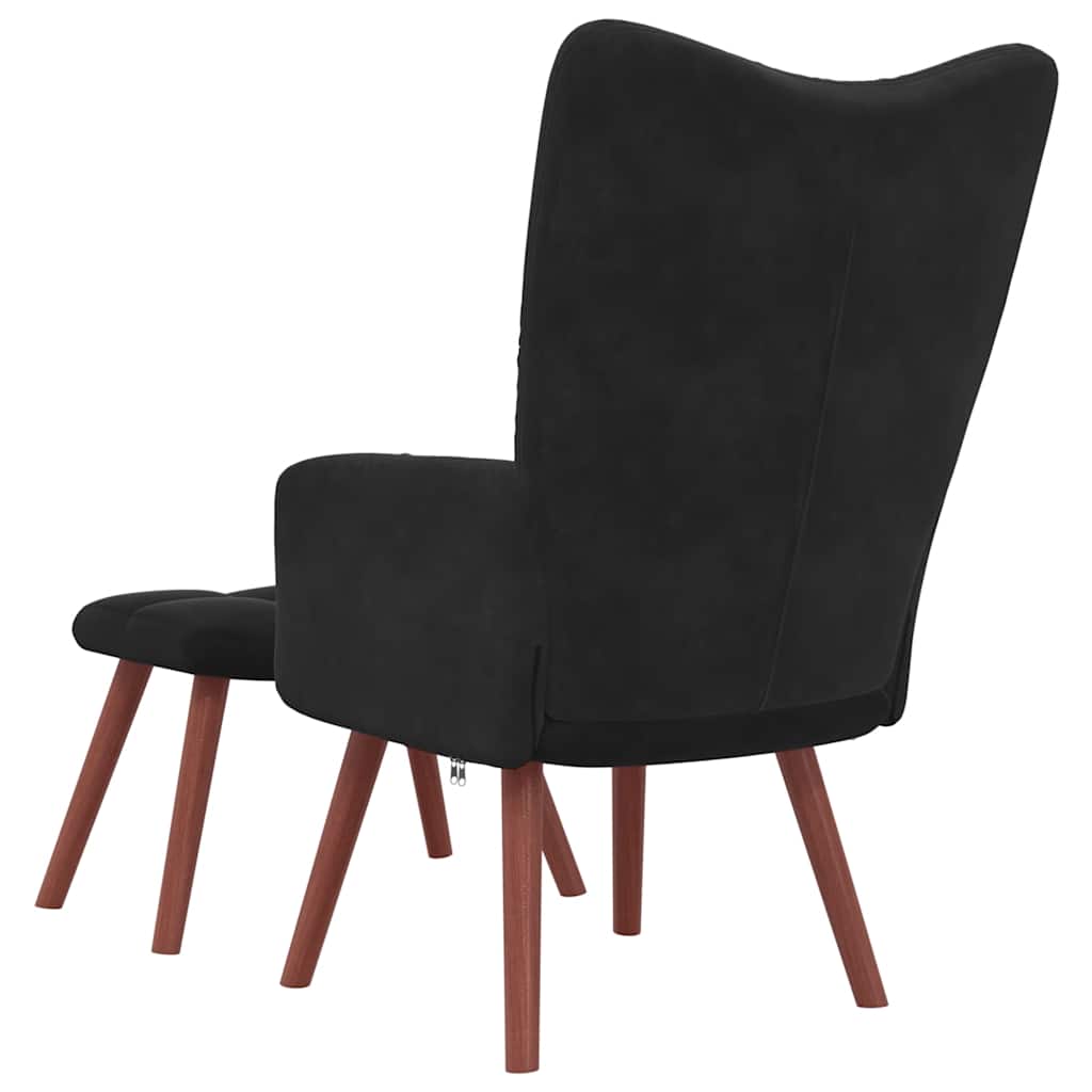 Chaise de relaxation avec repose-pied Noir Velours - XIOS