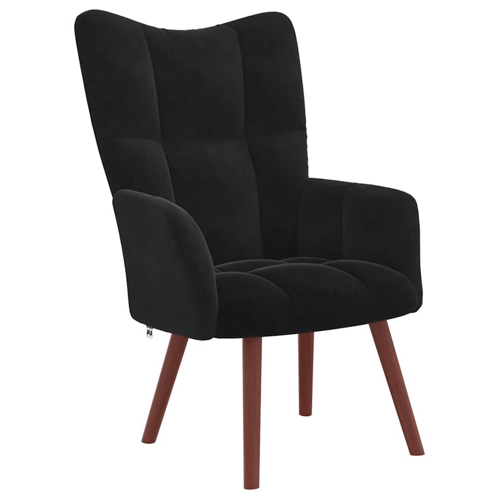 Chaise de relaxation avec repose-pied Noir Velours - XIOS