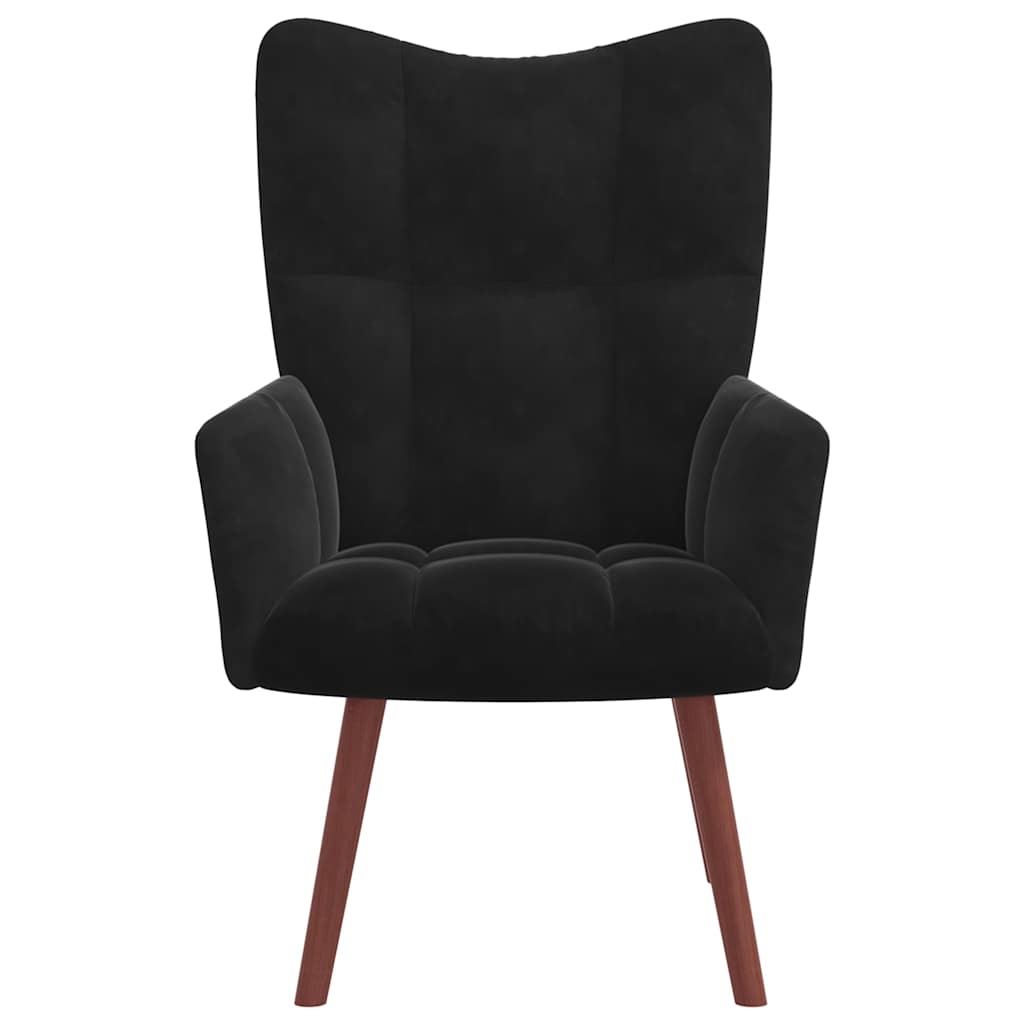 Chaise de relaxation avec repose-pied Noir Velours - XIOS