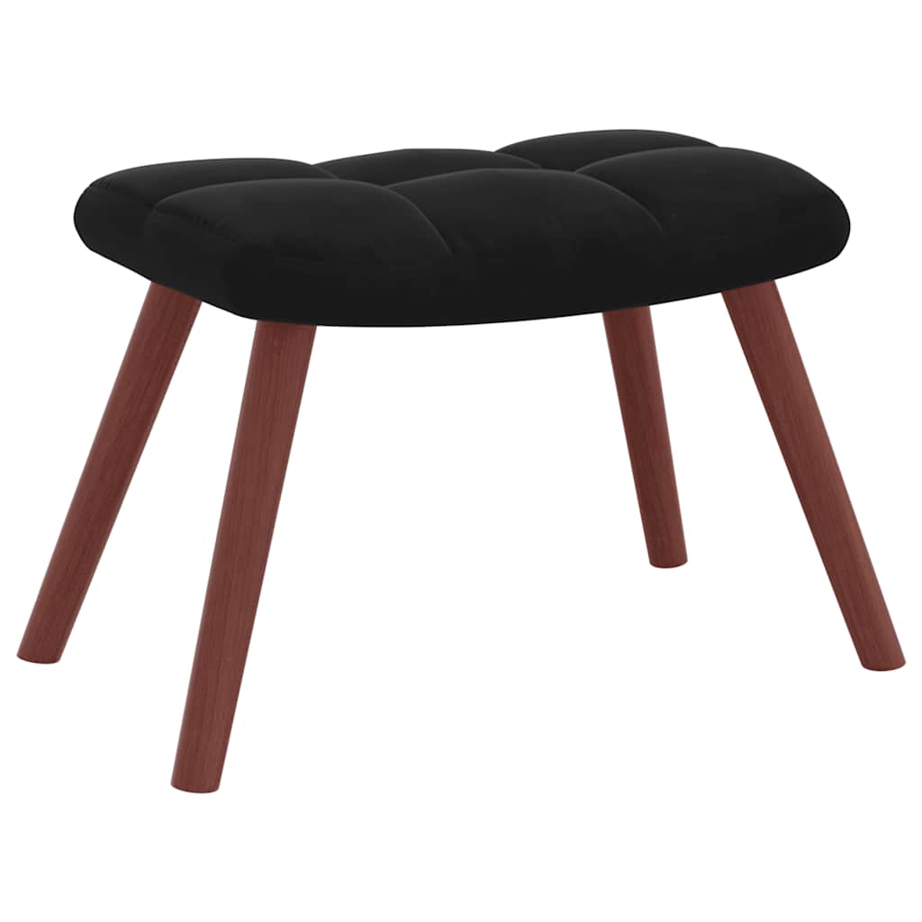 Chaise de relaxation avec repose-pied Noir Velours - XIOS