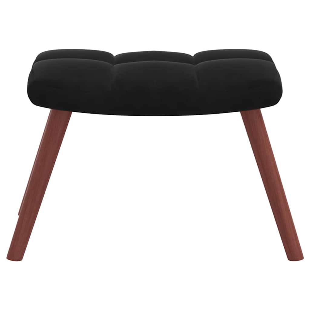 Chaise de relaxation avec repose-pied Noir Velours - XIOS