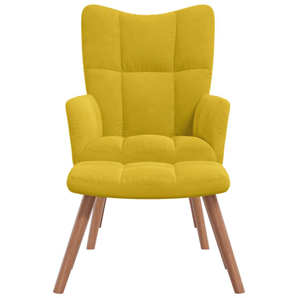 Chaise de relaxation avec repose-pied Jaune moutarde Velours - XIOS