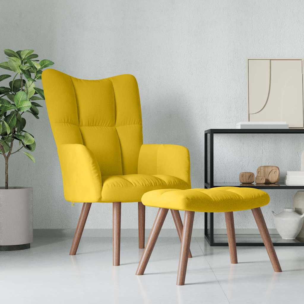Chaise de relaxation avec repose-pied Jaune moutarde Velours - XIOS