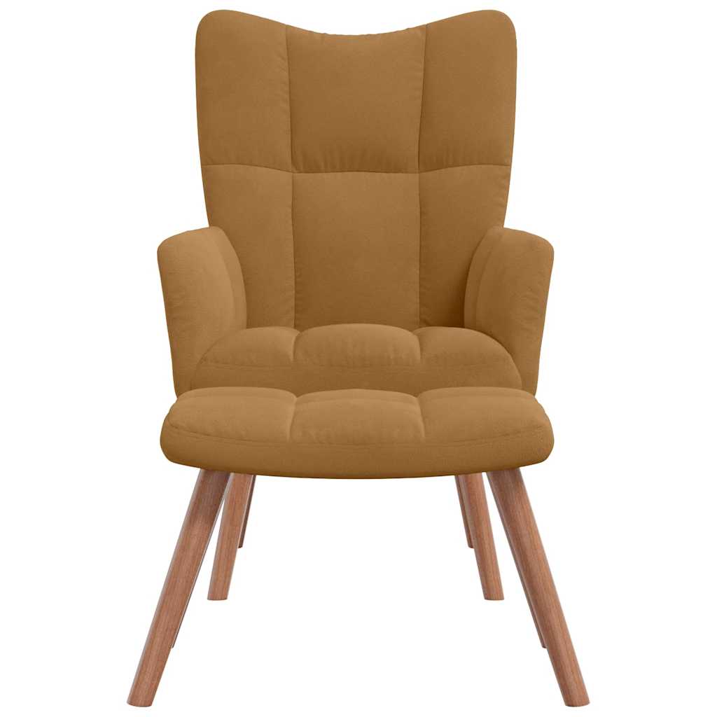 Chaise de relaxation avec repose-pied Marron Velours - XIOS