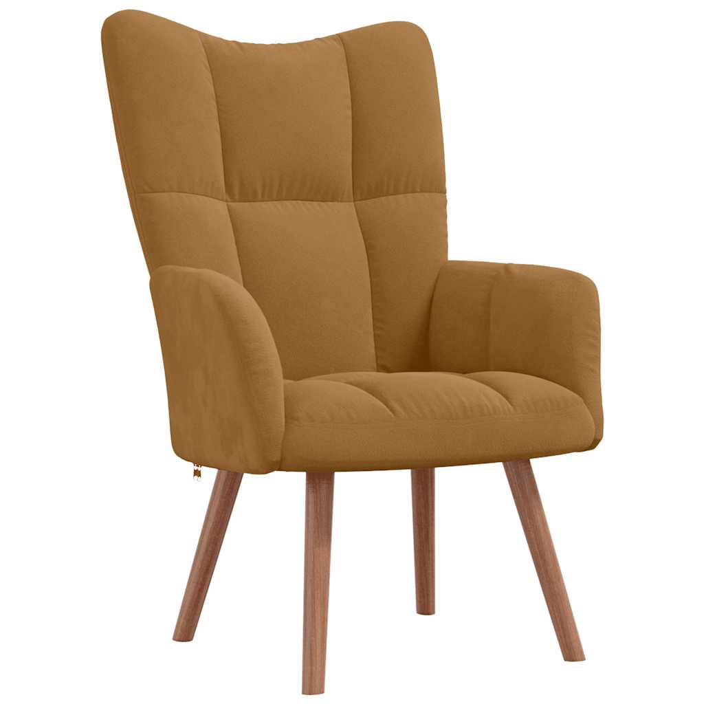 Chaise de relaxation avec repose-pied Marron Velours - XIOS