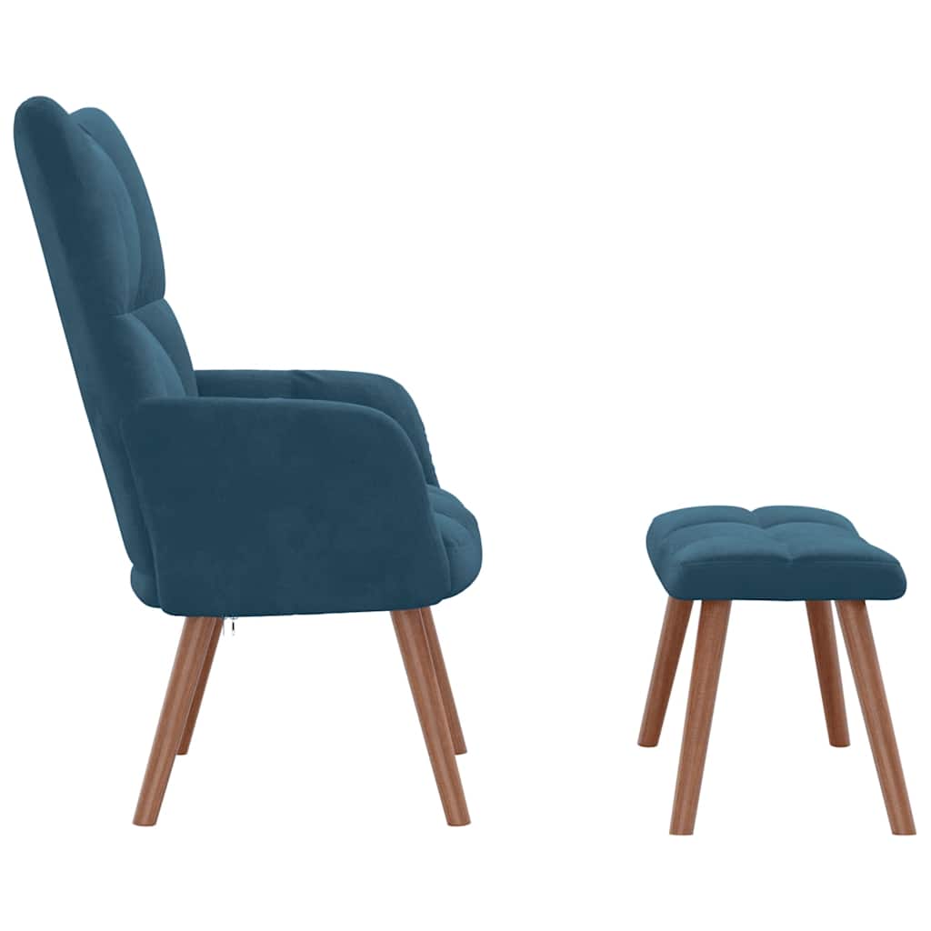 Chaise de relaxation avec repose-pied Bleu Velours - XIOS