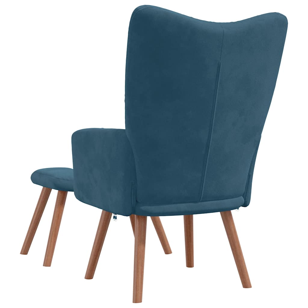 Chaise de relaxation avec repose-pied Bleu Velours - XIOS
