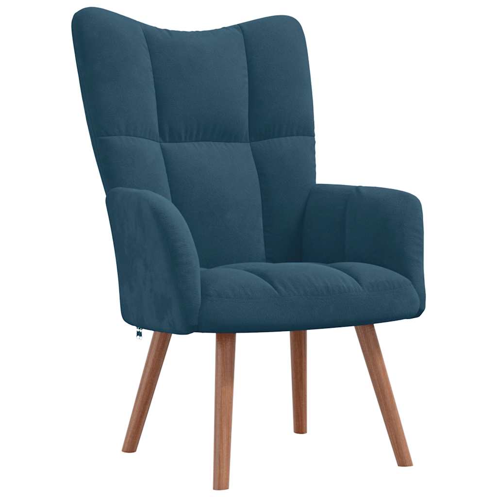 Chaise de relaxation avec repose-pied Bleu Velours - XIOS