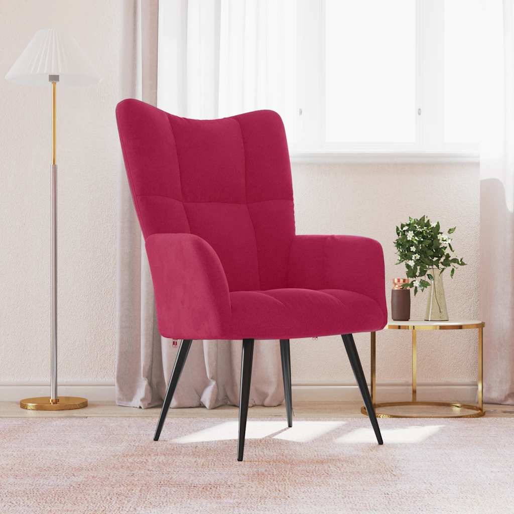 Chaise de relaxation Rouge bordeaux Velours - XIOS