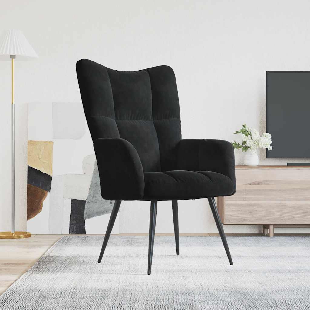 Chaise de relaxation Noir Velours - XIOS